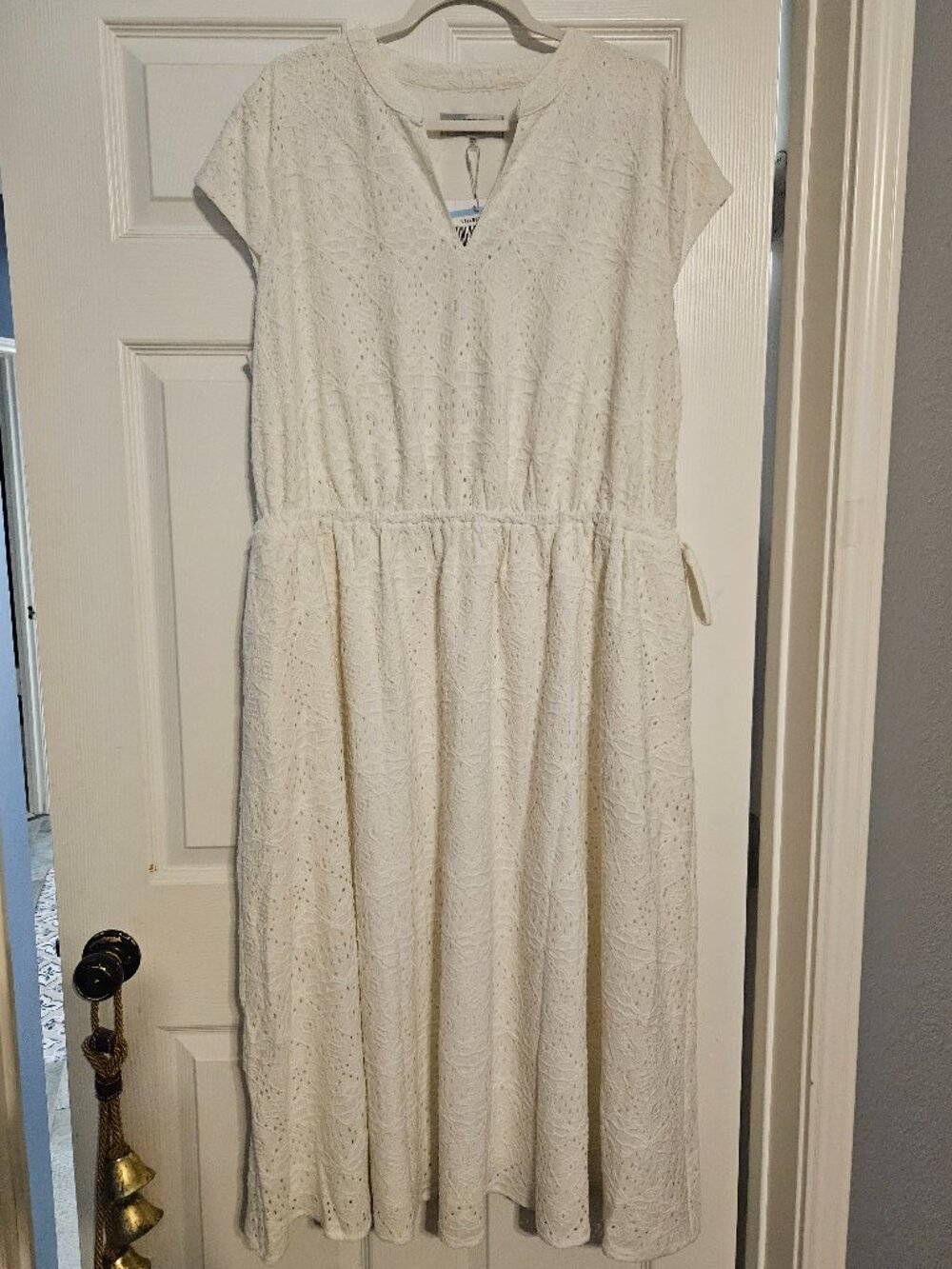 Kasper Midi Dress with Stretch Waist, Lined, Pull-On, Split Neckline Size 20W